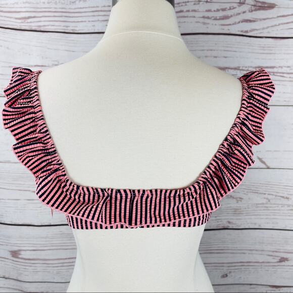 Xhilaration off shoulder ruffle navy pink top - Picture 7 of 11